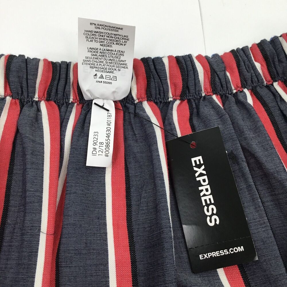 Express Reversible Top Women XS Red White Blue Stripe Off the Shoulder Patriotic - Picture 12 of 13